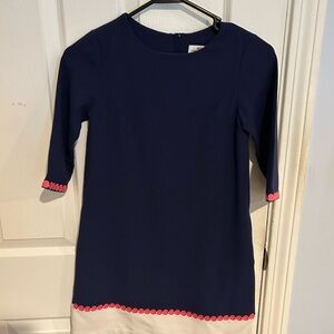 Vineyard Vines Navy Dress with Pink Trim